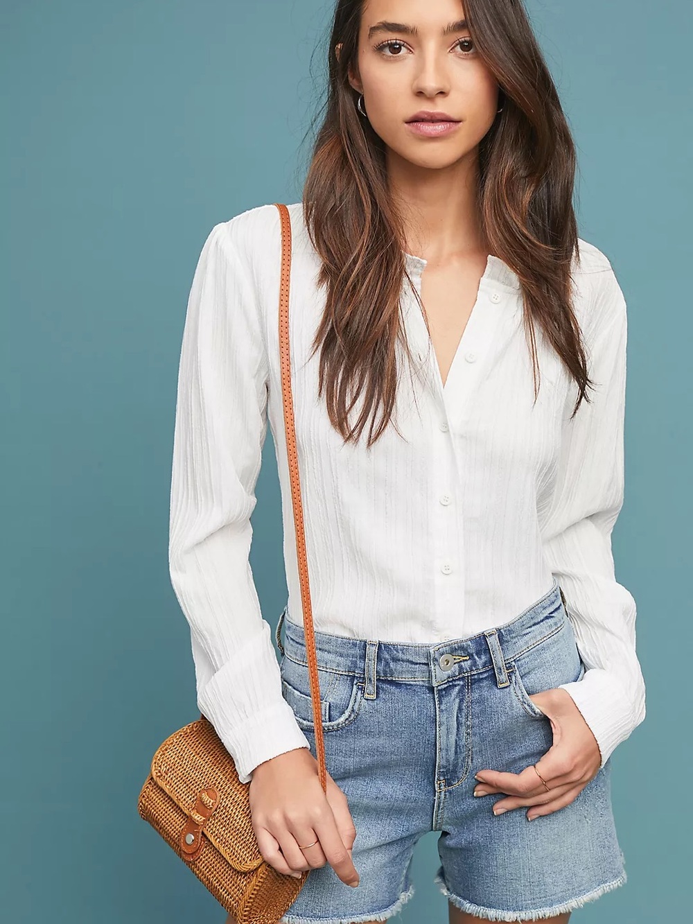 Anthropologie- Pilcro and the Letterpress Slim Boyfriend Distressed Denim Shorts